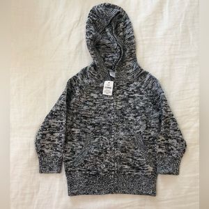 Gap zip-up black and white marled hooded sweater, 2T